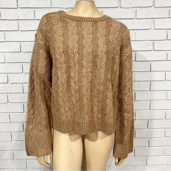 J.Crew Cable‑Knit Supersoft Sweater w/Shoulder Buttons | Cozy & Stylish - Size L - Picture 1 of 9